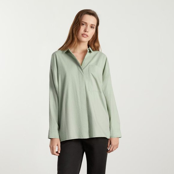 Everlane Tops - NWOT Everlane The Oversized Silky Cotton Shirt Size S Laurel color